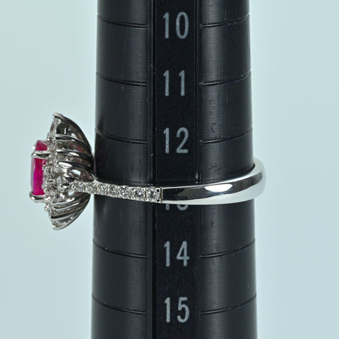 【中古】K18WG Myanmer RUBY RING ビルマ産ルビーリング R1.03ct D0.59ct Pigeon Blood AIGS鑑別書 4.2g #13