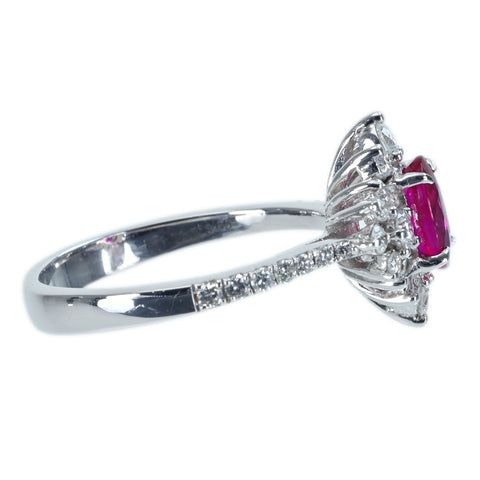【中古】K18WG Myanmer RUBY RING ビルマ産ルビーリング R1.03ct D0.59ct Pigeon Blood AIGS鑑別書 4.2g #13