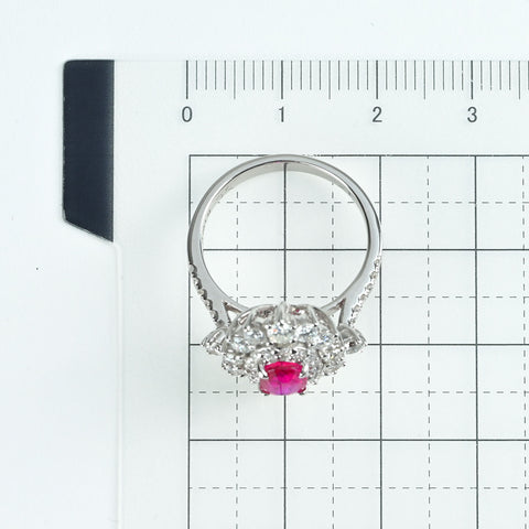 Pre-owned 18K White Gold Ruby Ring, Myanmar, 1.07ct R, 1.21ct D, Pigeon Blood, 5.3g, with AIGS Certificate, #13 