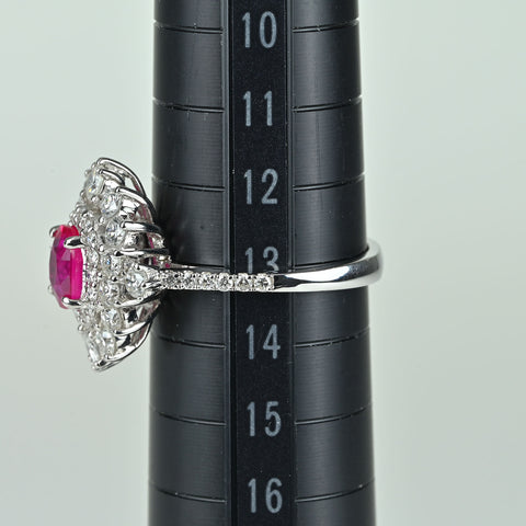 Pre-owned 18K White Gold Ruby Ring, Myanmar, 1.07ct R, 1.21ct D, Pigeon Blood, 5.3g, with AIGS Certificate, #13 