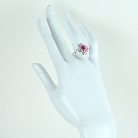 Pre-owned 18K White Gold Ruby Ring, Myanmar, 1.07ct R, 1.21ct D, Pigeon Blood, 5.3g, with AIGS Certificate, #13 