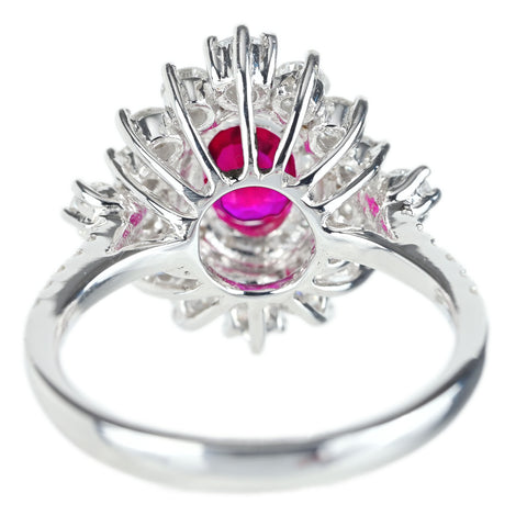Pre-owned 18K White Gold Ruby Ring, Myanmar, 1.07ct R, 1.21ct D, Pigeon Blood, 5.3g, with AIGS Certificate, #13 