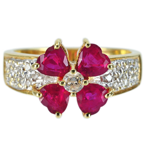 [Pre-owned] K18YG RUBY RING Ruby Ring R1.50ct D0.23ct 5.0g #12 