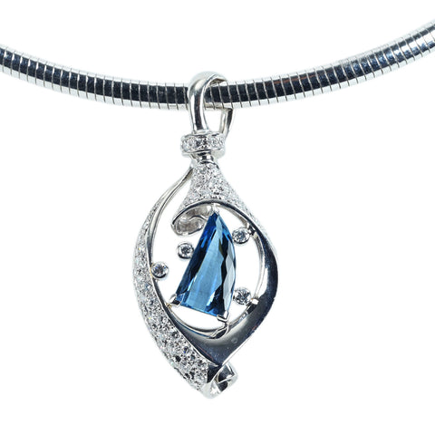 【中古】PT850/PT900 AQUAMARINEアクアマリンペンダントネックレス AQ2.13ct D0.94ct 34.8g