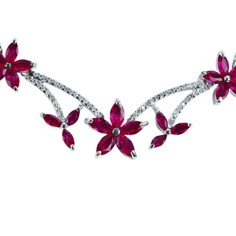 【中古】 K14WG RUBYルビーネックレス R9.21ct D1.04ct 20.1g