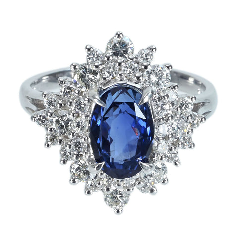 【中古】 K18WG SAPPHIRE スリランカ産非加熱サファイアリング S2.78ct D1.00ct GRS鑑別書 5.6g #13